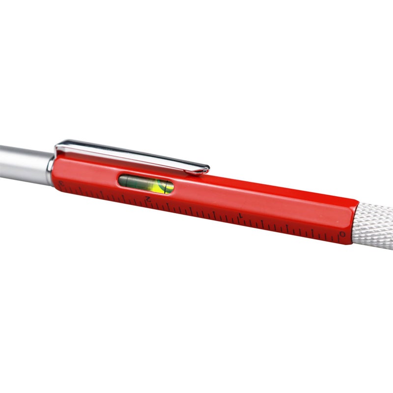 DUNBONG Metal Multi tool Pen 6-in-1 Stylus Pen - With Screwdriver, Ballpoint Pen Black ink, Stylus pen, Level and Ruler, 1-Count (Red) - Image 5